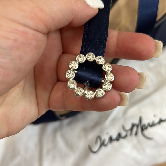 NEW Navy Tina Marie Block Heel Sandals - Picture 9 of 15